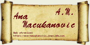 Ana Mačukanović vizit kartica